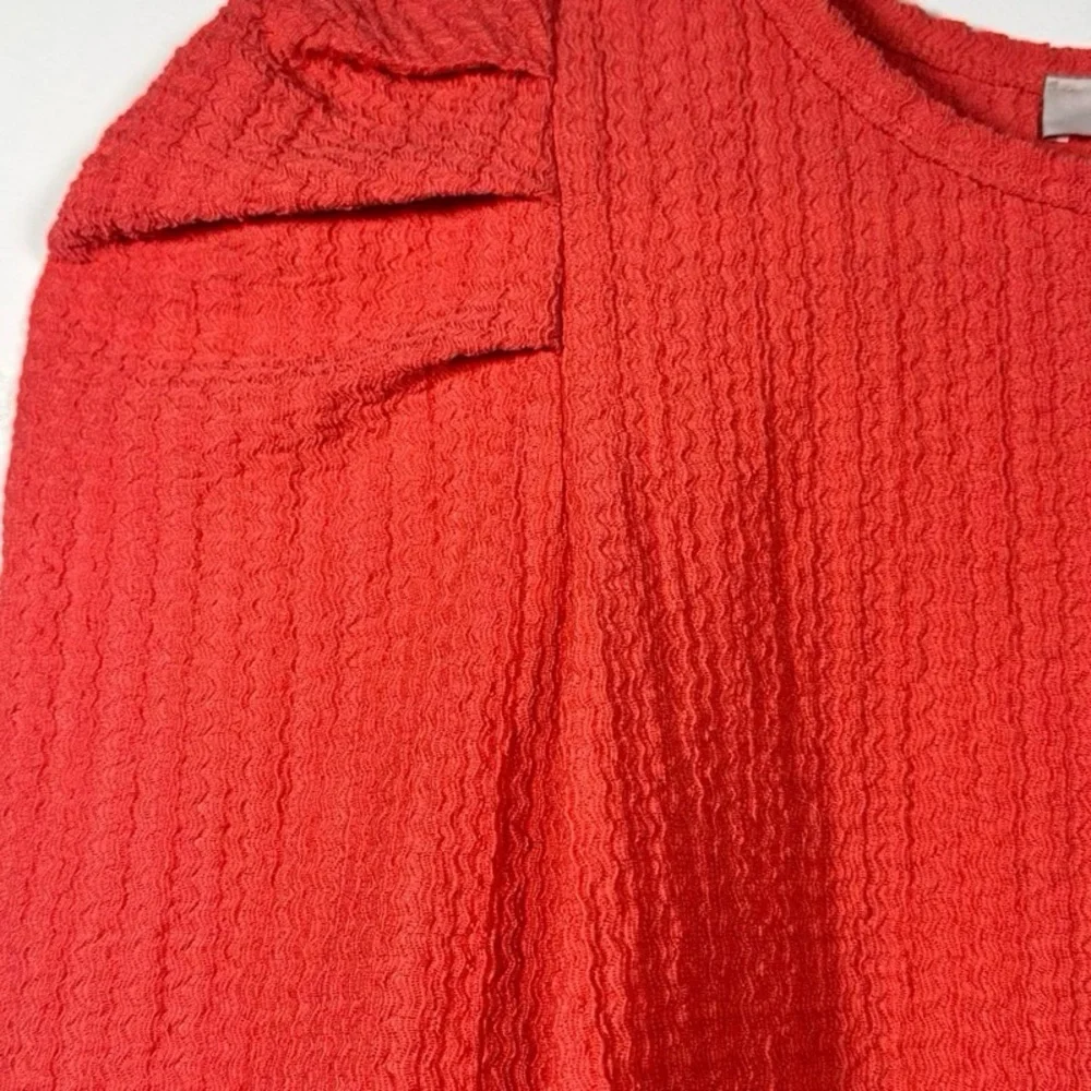 Loft Chic Petite Pleated Puff Sleeve Orange Knit Coral Long Sleeve‎ Top XS flaw